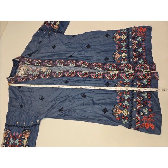 Johnny Was Workshop Mareen Kimono Jacket Embroidered Chambray Size S Womens - Picture 7 of 7